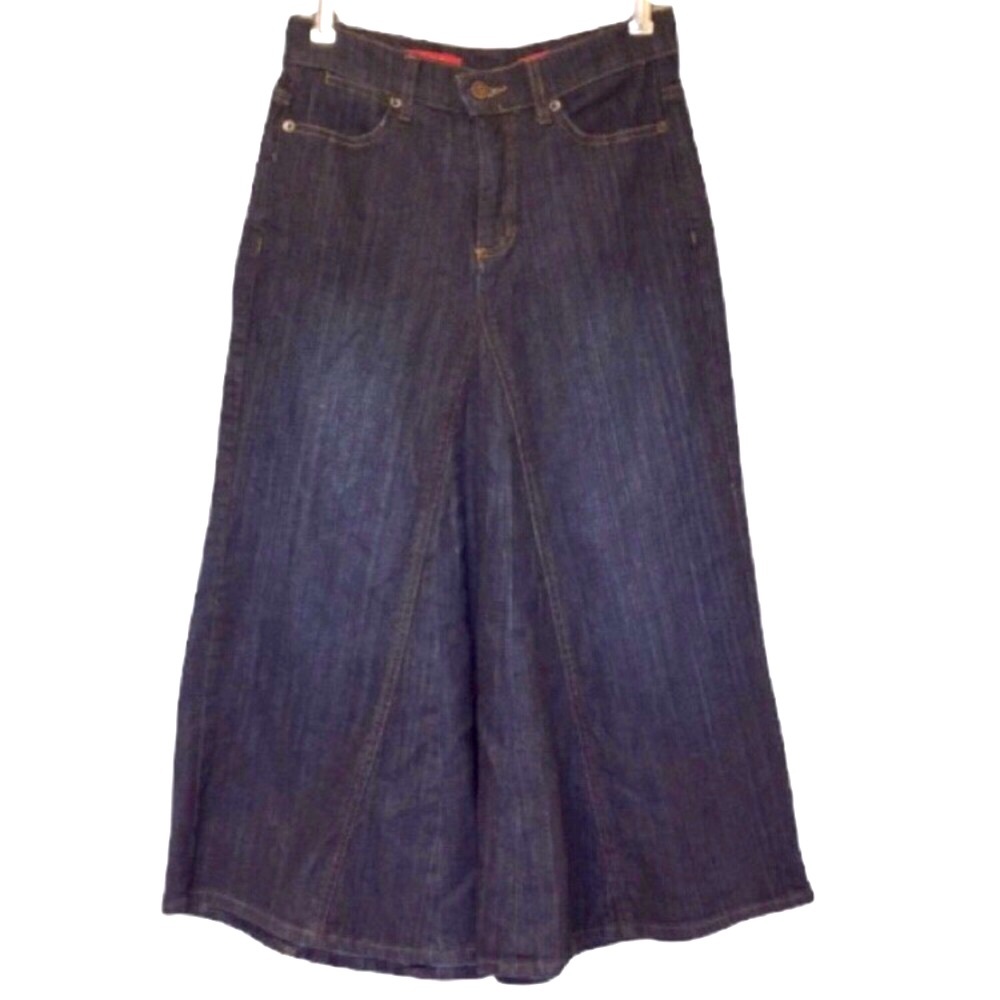NYDJ EUC Long Jean Skirt Dark Wash Tummy Tuck EUC RARE